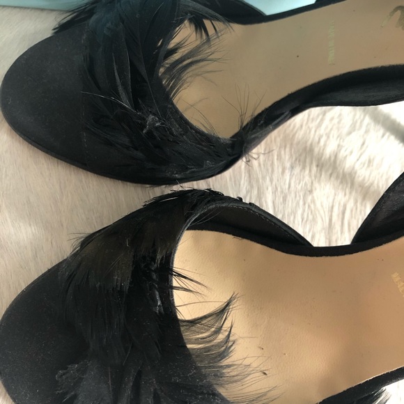 Black Feather High Heel Sandals by Butter NWT - Picture 10 of 11